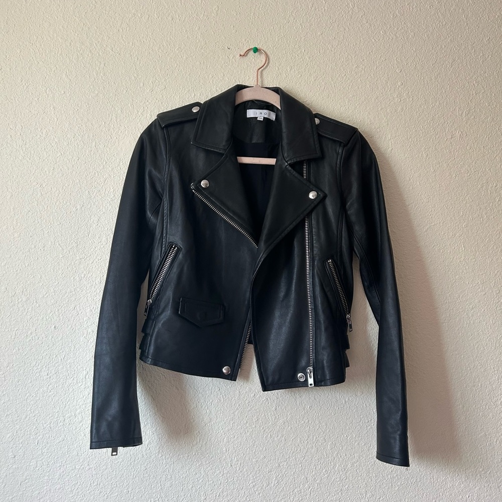 IRO Black Leather Moto Jacket